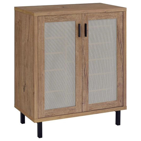 Stagg 2-Door Shoe Storage Cabinet natural wood with cane panel doors by HouseOfZazla on Tampa Home & Garden Store
