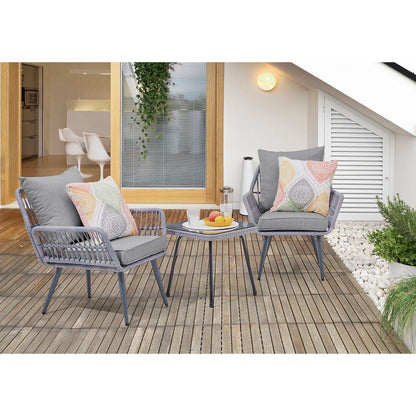 Modern Three Piece Outdoor Patio Conversation Set