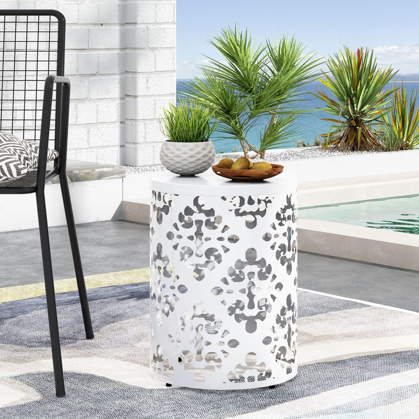 Modern Metal Outdoor End Table For The Patio