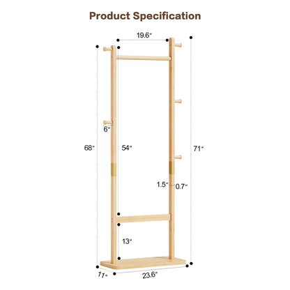 Solid Rubber Wood Hat Rack for Entryways