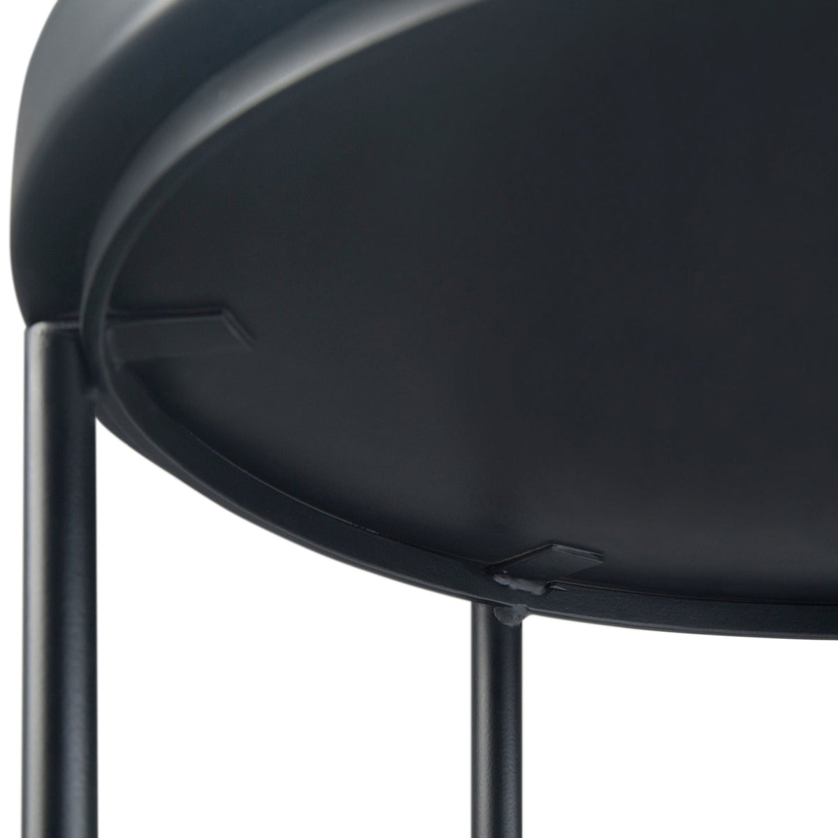 Monet Black Metal Nesting Tables close-up of round tabletop edge and legs HouseOfZazla on Tampa Home & Garden Store