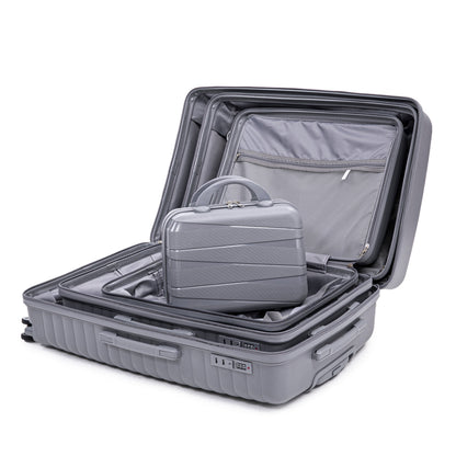 4-Piece PP Spinner Wheel Luggage Set with Cosmetic Case, light gray, HouseOfZazla on Tampa Home & Garden Store