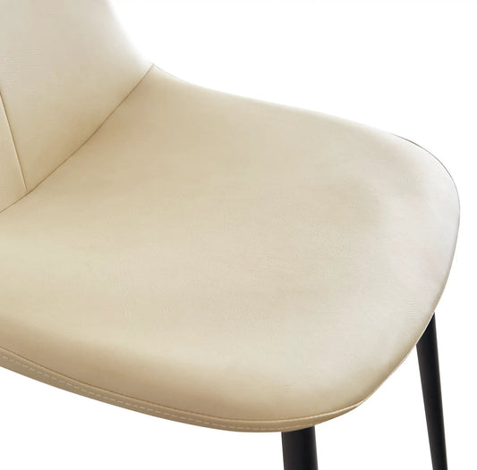 Set of 2 beige PU leather high-back dining chairs with black legs on Tampa Home & Garden Store