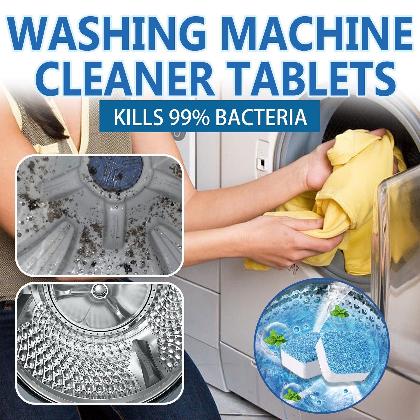 Washing Machine Cleaning Effervescent Tablet, Washing Machine Slot Stain Cleaner Effervescent Tablet Automatic Cleaning - Tampa Home & Garden Store