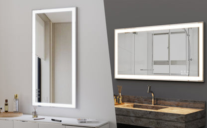 48x24 inch LED bathroom makeup mirror wall mounted adjustable light anti fog touch switch with memory intelligent large bathroom