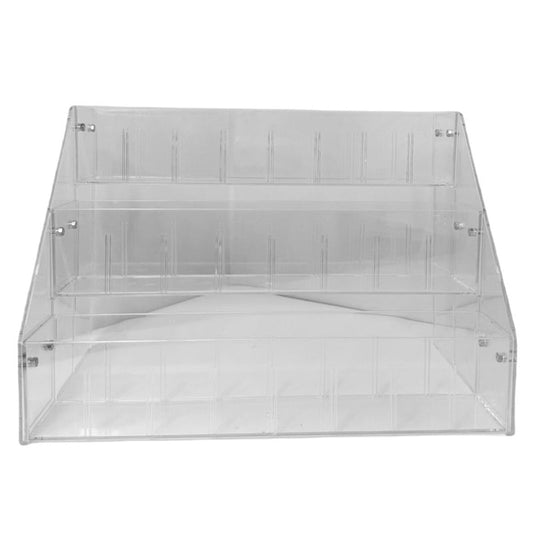 Étagère de présentation spacieuse à 3 niveaux pour poupées Labubu et boîtes mystères faites à la main, solution de rangement transparente en acrylique à gradins
