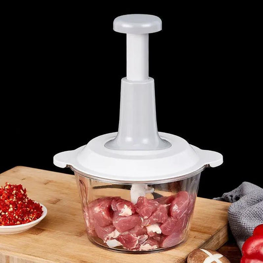 Garlic press and meat grinder baby food maker hand-crank with white top and clear bowl on Tampa Home & Garden Store