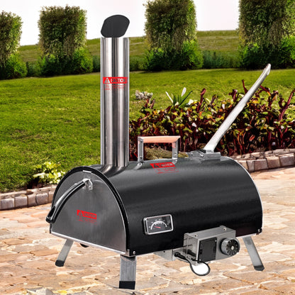 Black Pizza Oven Outdoor 12" Automatic Rotatable Pizza Ovens Portable Stainless Steel Wood Fired Pizza Oven Pizza Maker - Tampa Home & Garden Store