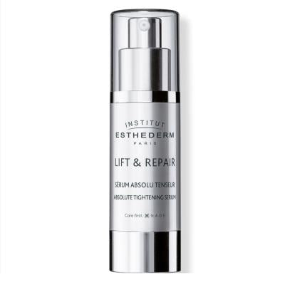 Institut Esthederm Lift & Repair Tightening Serum 30ml with silver pump bottle on Tampa Home & Garden Store