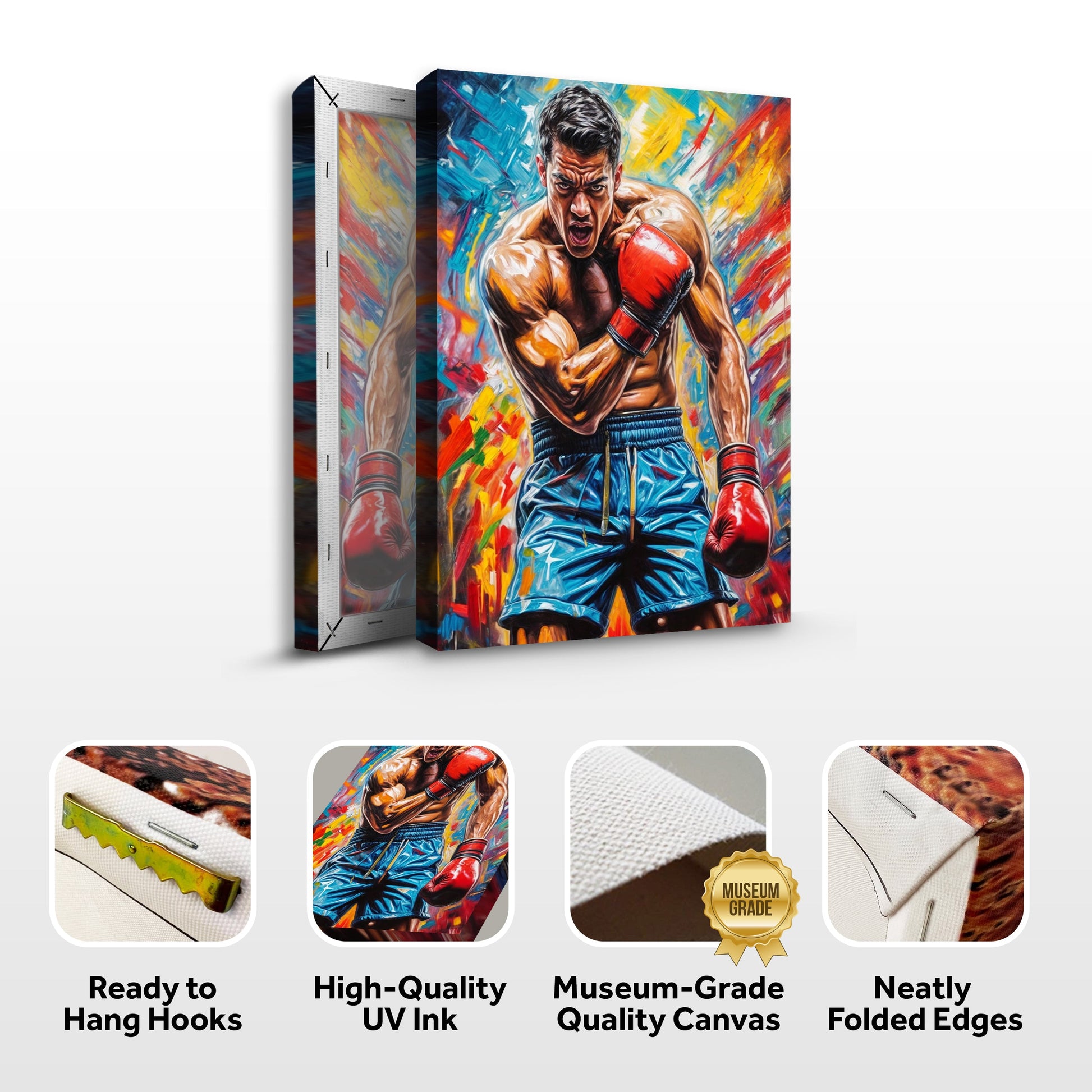 Fury - Sport Wall Art canvas by Tailored Canvases, colorful boxing scene, 2-piece set on Tampa Home & Garden Store