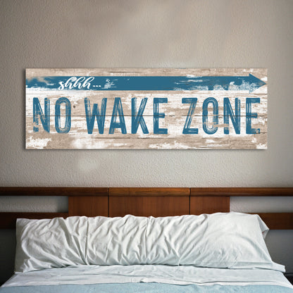 No Wake Zone Sign XIV canvas with wood and blue lettering Tailored Canvases on Tampa Home & Garden Store