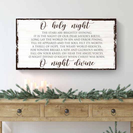 O Holy Night Christmas Sign II canvas crafting sign with brown frame Tailored Canvases on Tampa Home & Garden Store