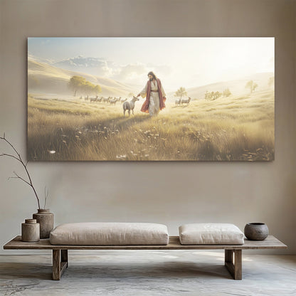 Canvas art 99 Faith Wall Art V by Tailored Canvases, pastoral scene with Jesus and sheep on Tampa Home & Garden Store