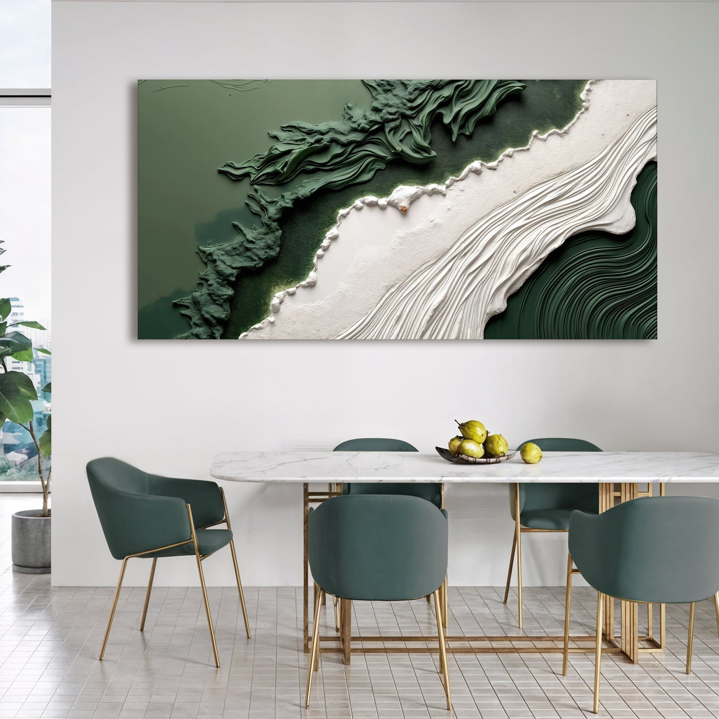 Green Rivers Abstract Wall Art VI canvas Tailored Canvases green white textured relief on Tampa Home & Garden Store