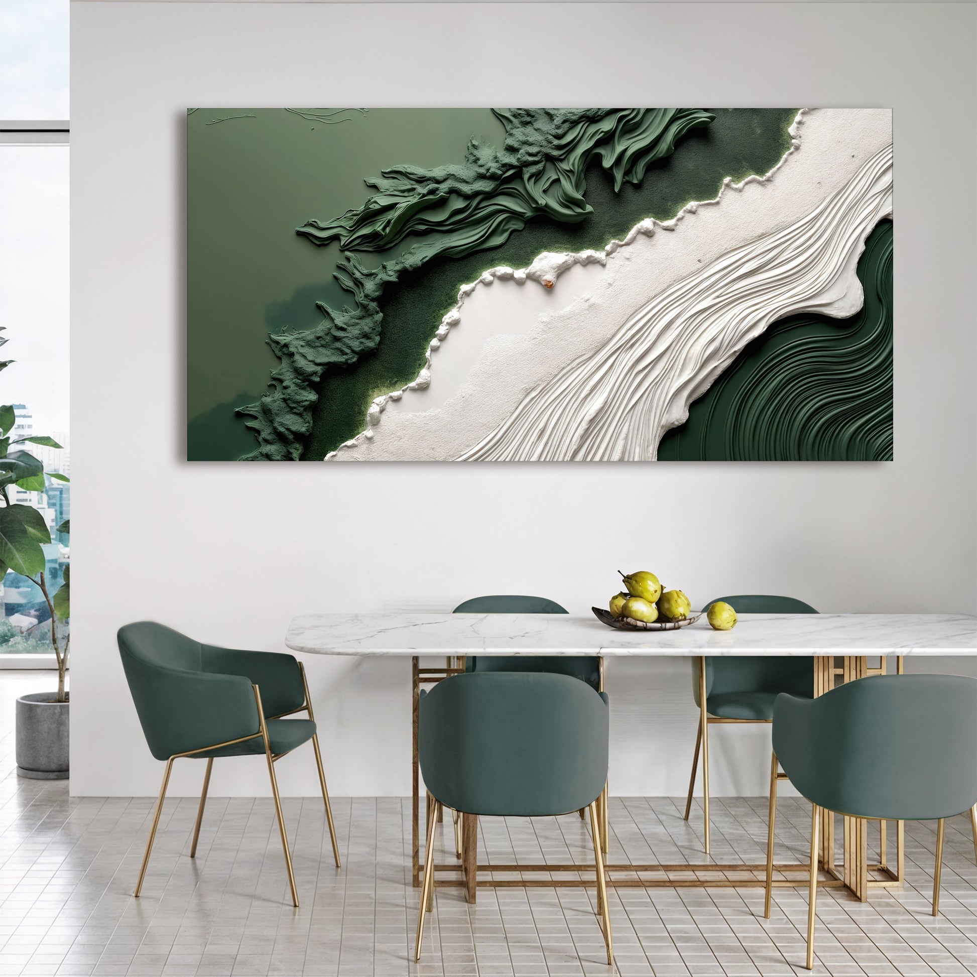 Green Rivers Abstract Wall Art VI canvas Tailored Canvases green white textured relief on Tampa Home & Garden Store