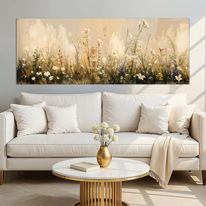 Flower Field Wall Art canvas warm beige floral scene Tailored Canvases on Tampa Home & Garden Store