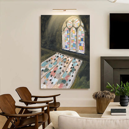 Sacred Reflection Faith Wall Art canvas with arched stained-glass window Tailored Canvases on Tampa Home & Garden Store