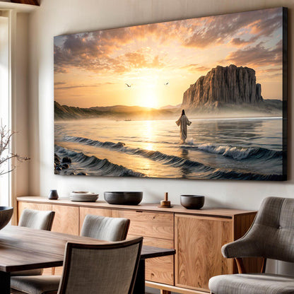 Walking on Water - Faith Wall Art X canvas by Tailored Canvases, sunset with rocky coast on Tampa Home & Garden Store