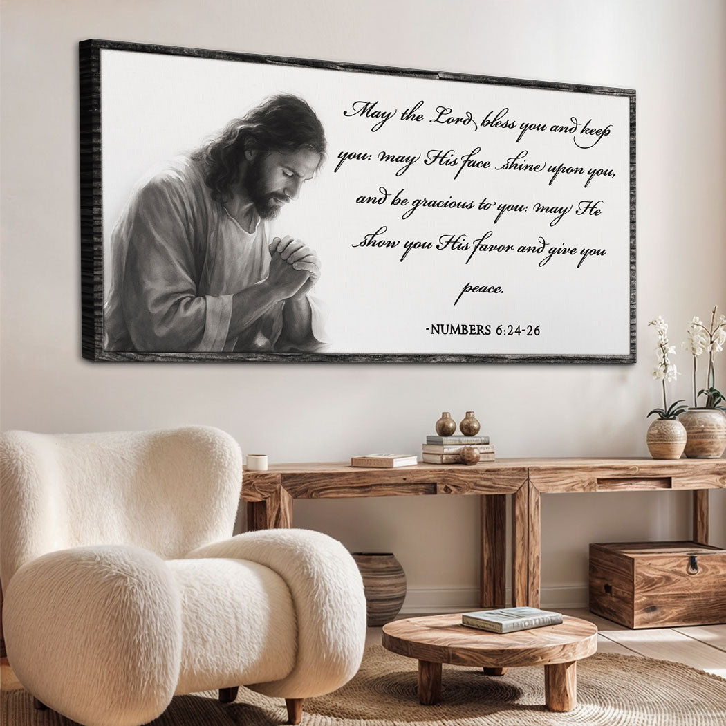 Canvas wall art with praying figure and Numbers 6:24-26 verse by Tailored Canvases on Tampa Home & Garden Store