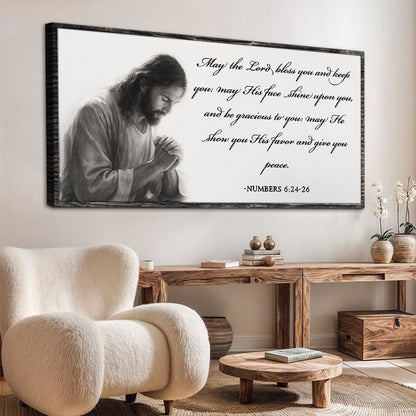 Canvas wall art with praying figure and Numbers 6:24-26 verse by Tailored Canvases on Tampa Home & Garden Store