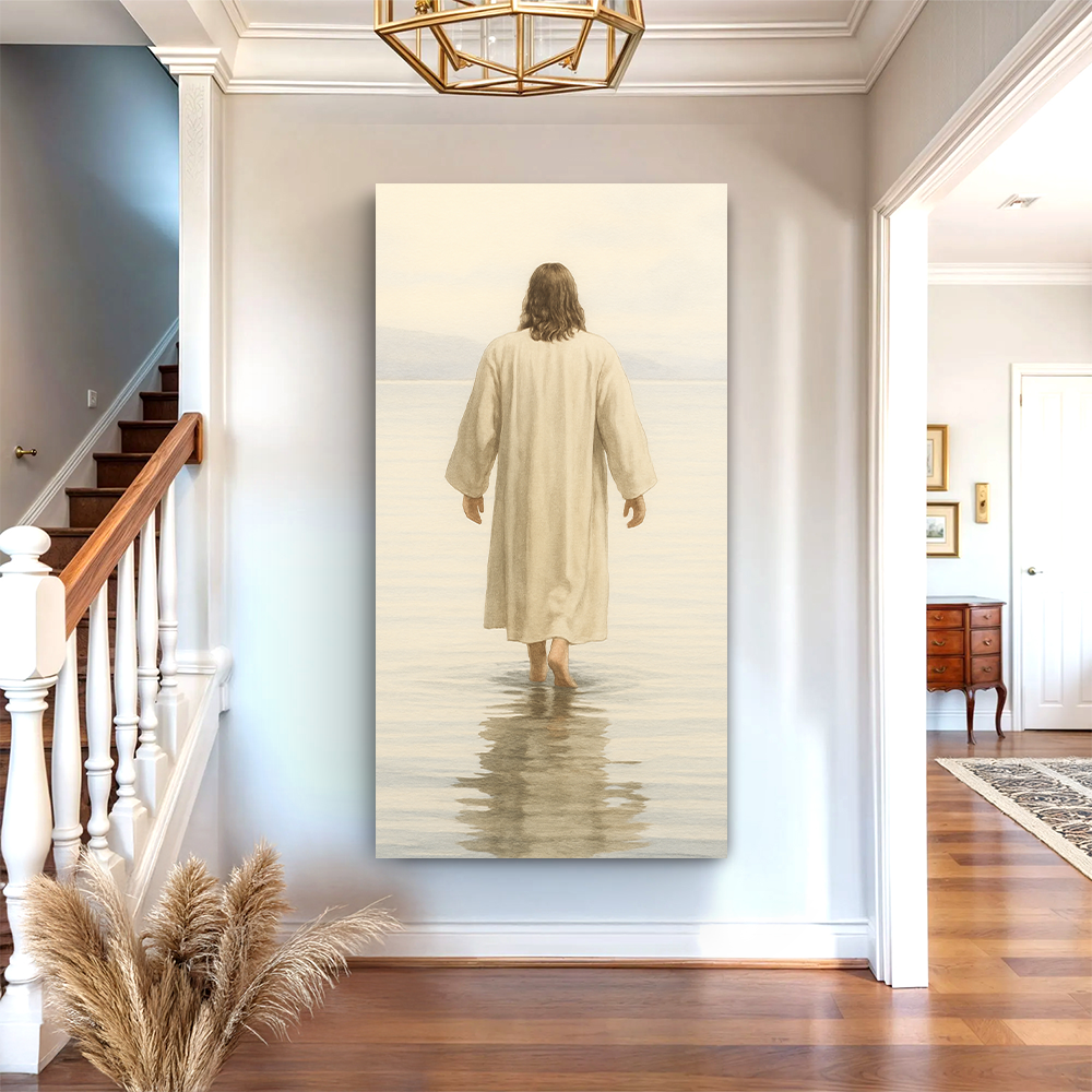 Canvas Reflections Faith Wall Art VIII by Tailored Canvases; figure in robe wading water on Tampa Home & Garden Store