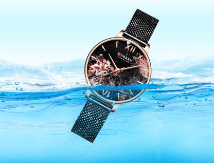 Womens watch Stevvex with decoupage floral dial, rose-gold case and large Roman numerals on Tampa Home & Garden Store