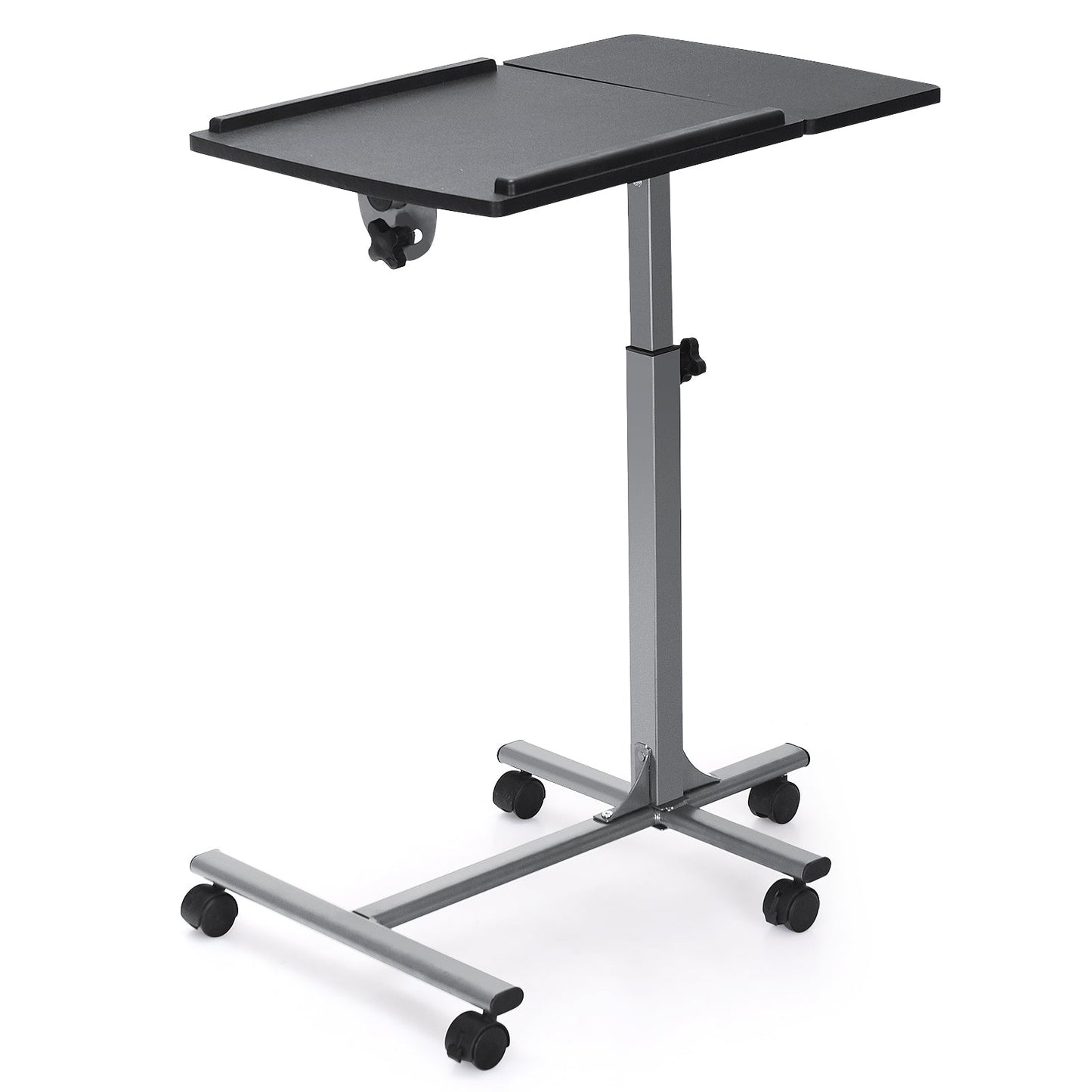 Adjustable Angle Height Rolling Laptop Table-White