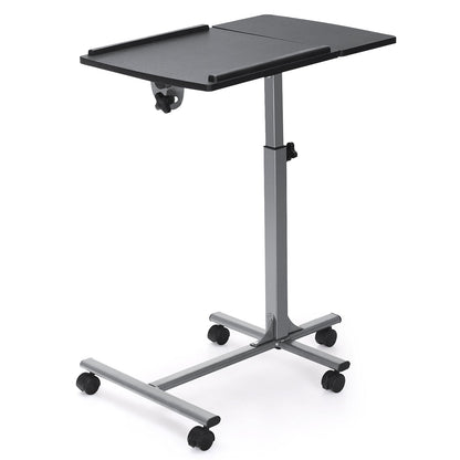 Adjustable Angle Height Rolling Laptop Table-White