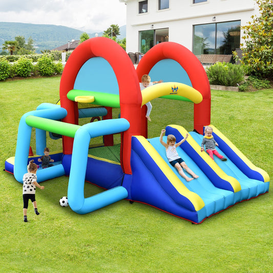 Inflatable Jumping Castle Bounce House with Dual Slides and 480W Blower - Tampa Home & Garden Store