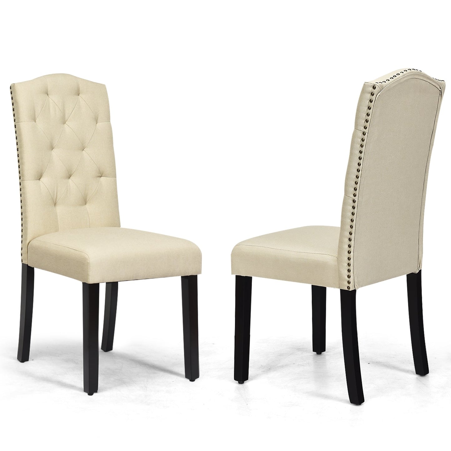 Juego de 2 sillas de comedor tapizadas capitoné - Gris