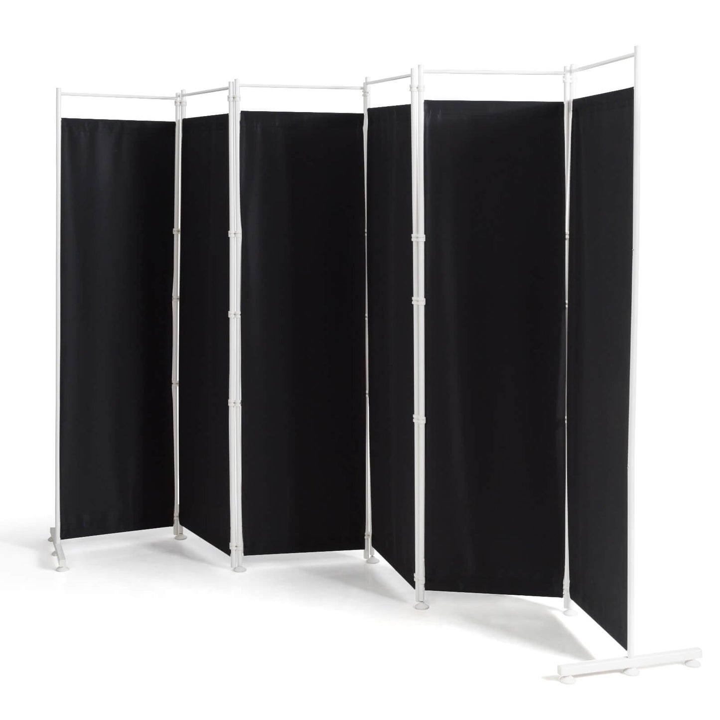 Divisor de ambientes plegable de 6 paneles con base de soporte de acero - Negro