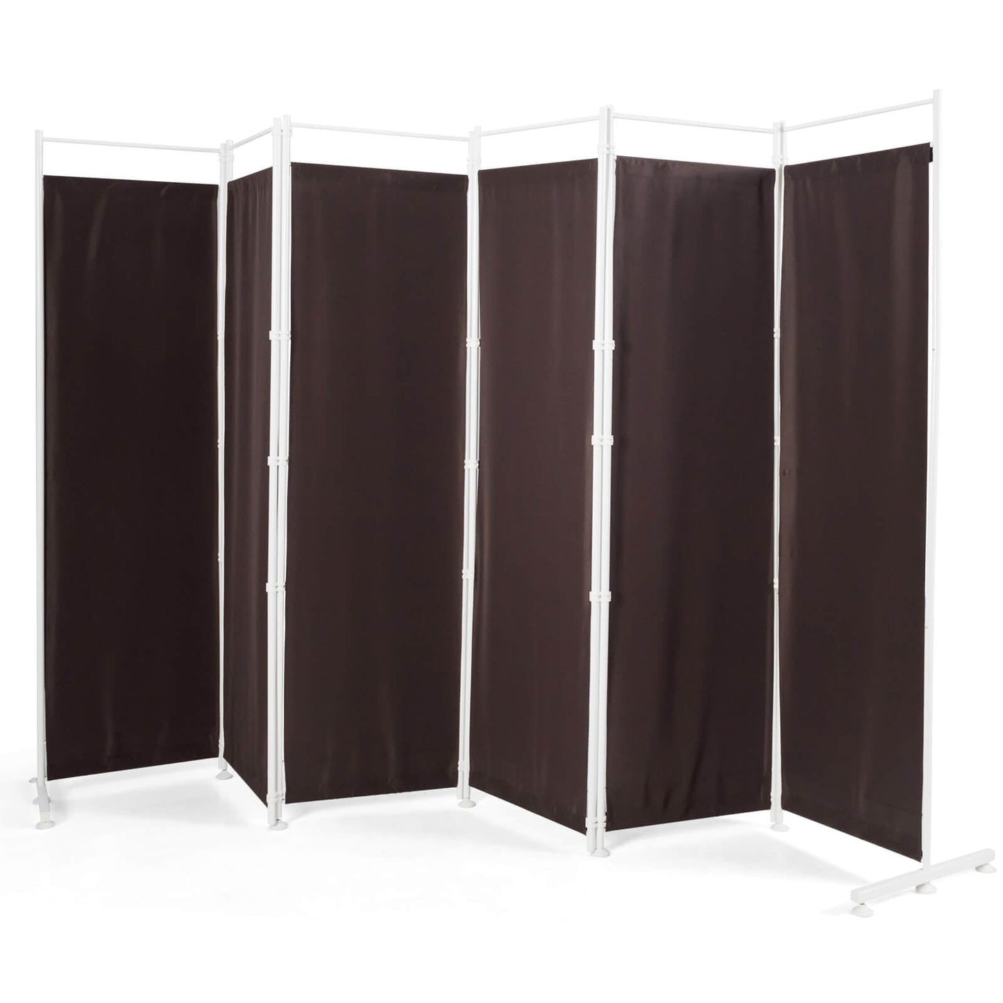 Divisor de ambientes plegable de 6 paneles con base de soporte de acero - Negro