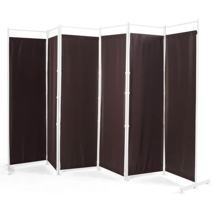 Divisor de ambientes plegable de 6 paneles con base de soporte de acero - Negro