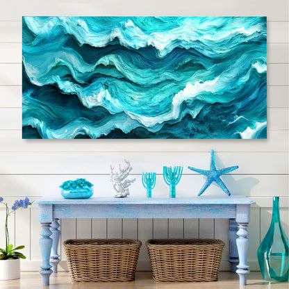 Blue Ocean Coastal Wall Art III canvas crafting canvas in teal blue tones Tailored Canvases on Tampa Home & Garden Store