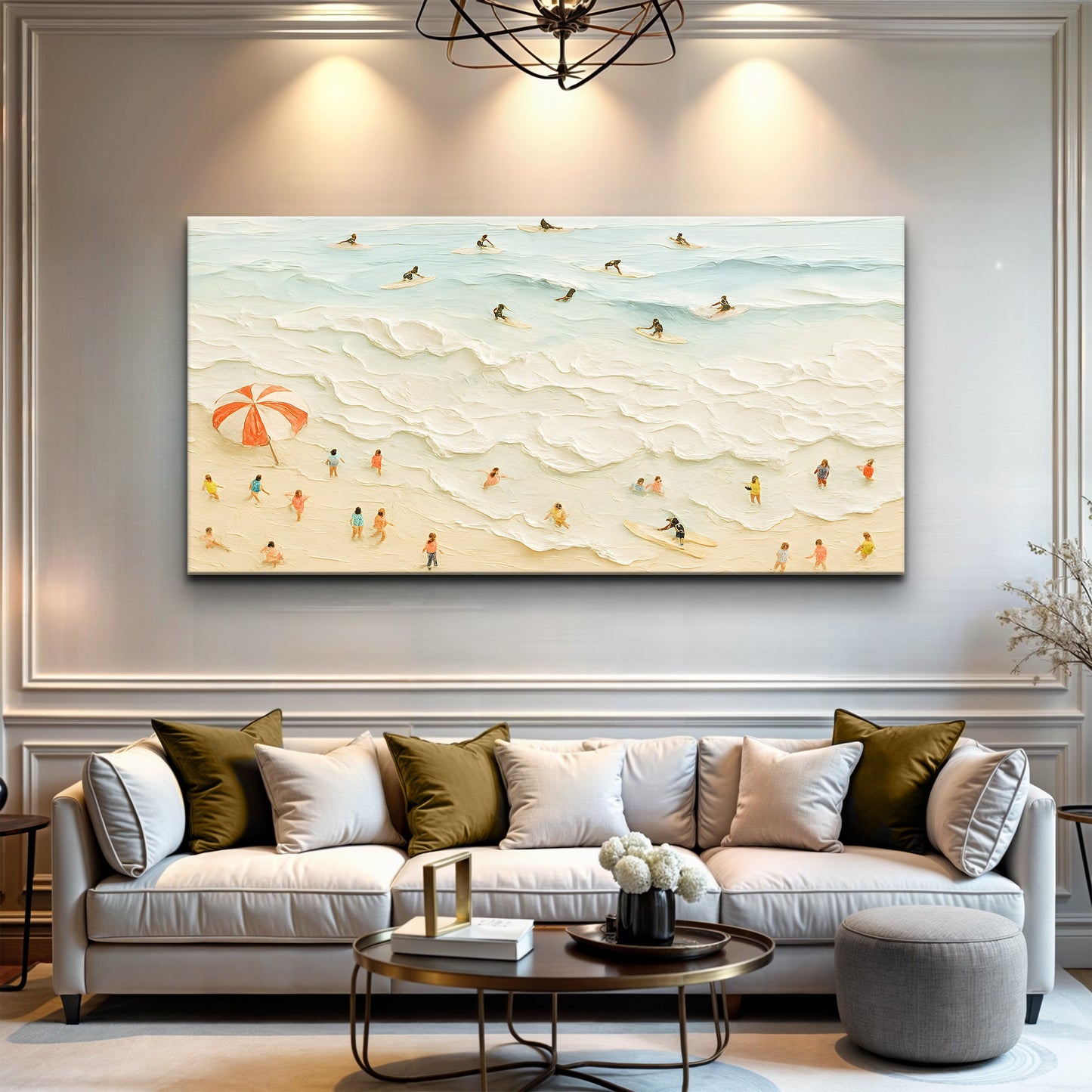 Beach Days Wall Art XIII canvas by Tailored Canvases, crafting canvas beach scene with surfers on Tampa Home & Garden Store