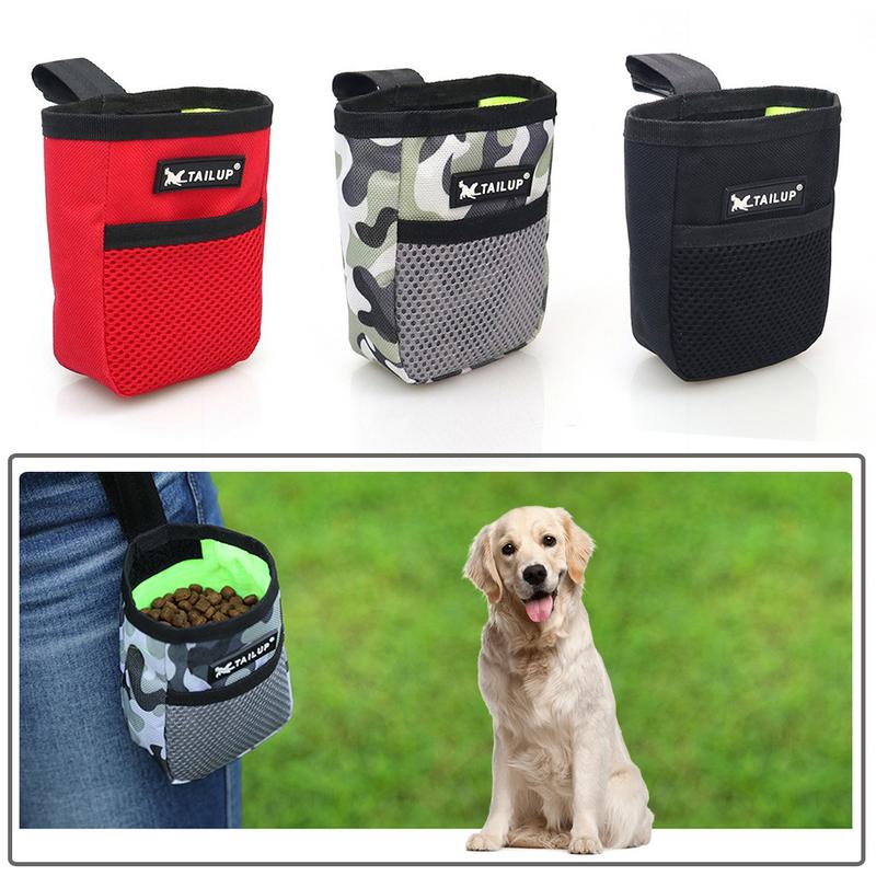 Dog treat pouch waist bag trio in red, camo, black with Tail Up logo on Tampa Home & Garden Store