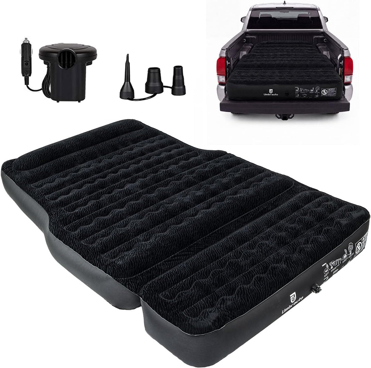 Truck bed air mattress Umbrauto in black with pump kit for Nissan short bed 5.5–6.5 ft on Tampa Home & Garden Store