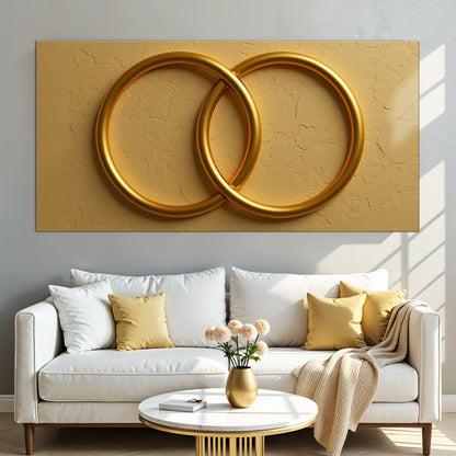 Sacred Union Wall Art canvas by Tailored Canvases with two rings on gold backdrop on Tampa Home & Garden Store