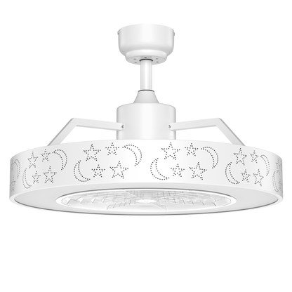 Ventilador de techo de 23 pulgadas con luz LED y control remoto - Blanco