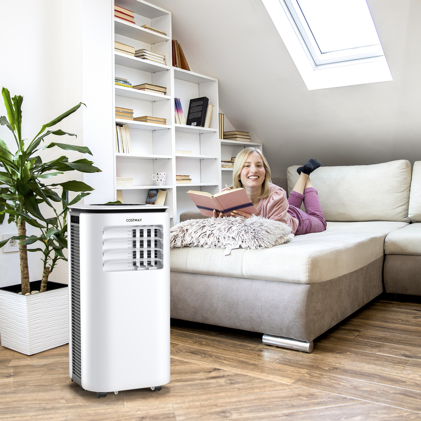 Acondicionador de aire portátil 3 en 1 de 9000 BTU con ventilador y deshumidificador - Blanco