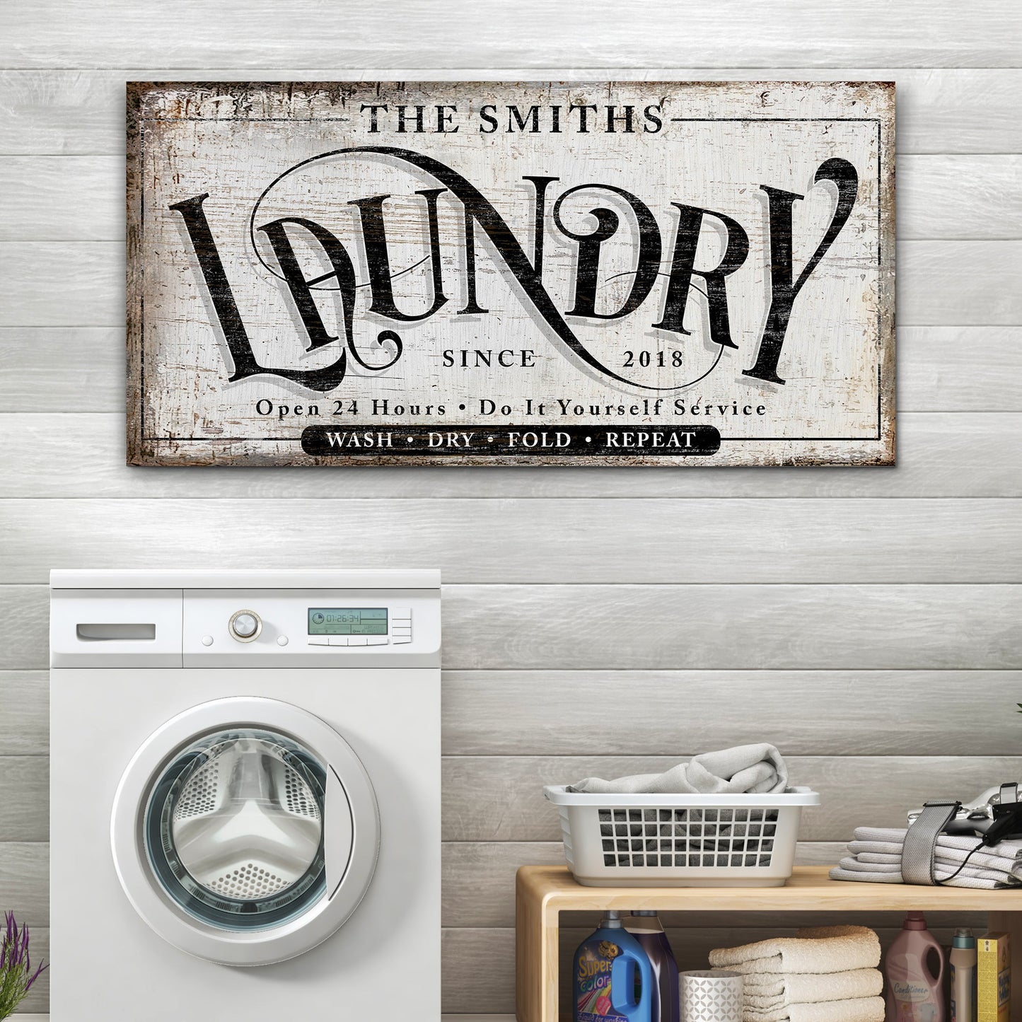 Laundry Room Sign VIII canvas with vintage distressed style Tailored Canvases on Tampa Home & Garden Store