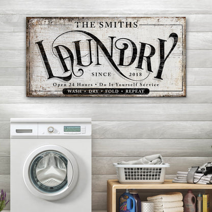 Laundry Room Sign VIII canvas with vintage distressed style Tailored Canvases on Tampa Home & Garden Store