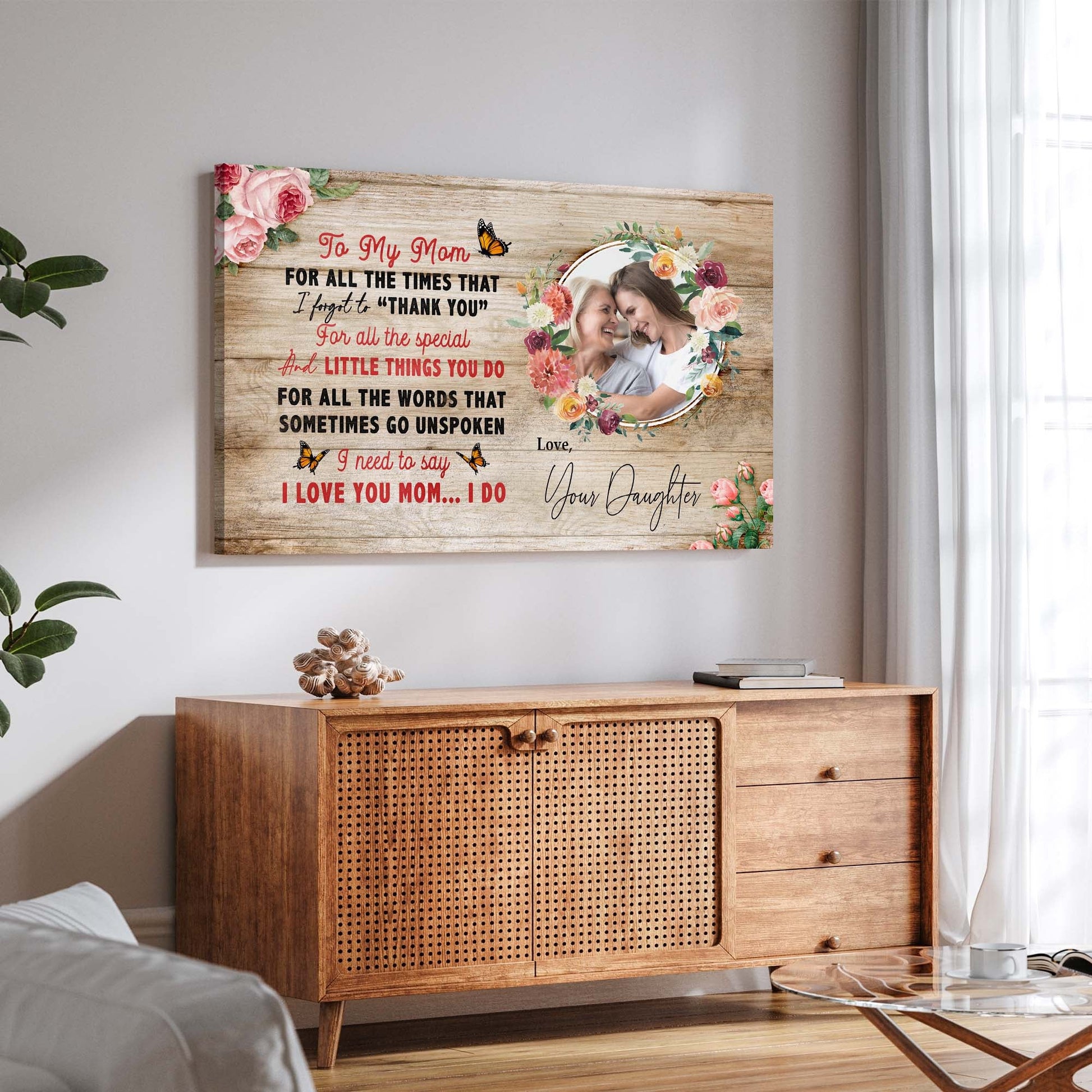 Mother's Day Sign canvas by Tailored Canvases with border and photo of mom and daughter on Tampa Home & Garden Store