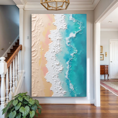 3D minimalist pink and blue ocean canvas by Tailored Canvases; gradient with white texture on Tampa Home & Garden Store