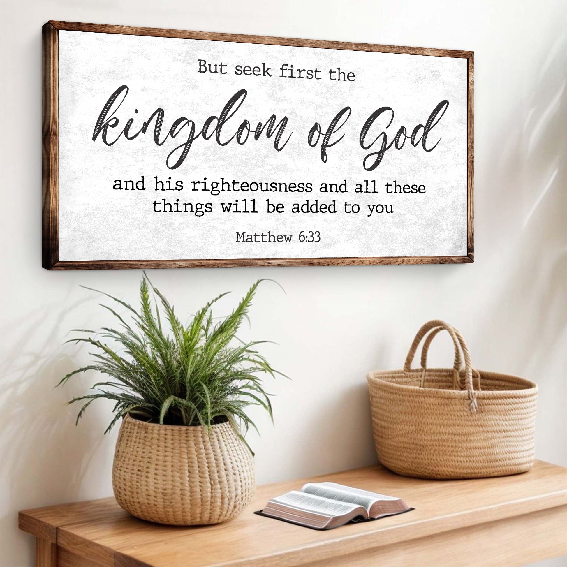 Canvas Matthew 6:33 faith sign II Tailored Canvases canvas wall art with wood frame on Tampa Home & Garden Store