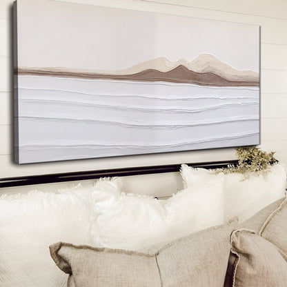 Earth Tone Abstract Wall Art Canvas with beige and brown layered mountain hills on Tampa Home & Garden Store