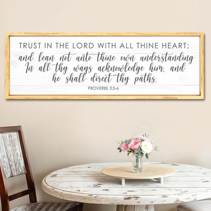 Tailored Canvases faith sign canvas with Proverbs 3:5-6 on white wood panel natural frame on Tampa Home & Garden Store