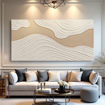 Minimalist Wall Art III canvas with textured sand waves Tailored Canvases on Tampa Home & Garden Store