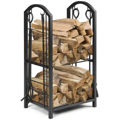 Fireplace Log Rack With Tools Set For Fireside
