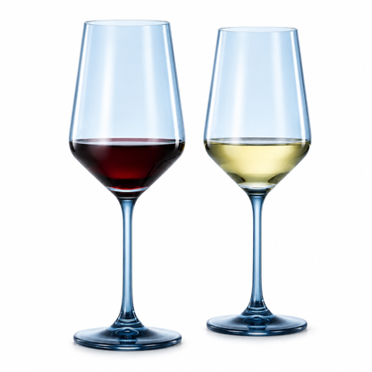 Cloudy Blue Stemmed Wine Glassware Set of Two